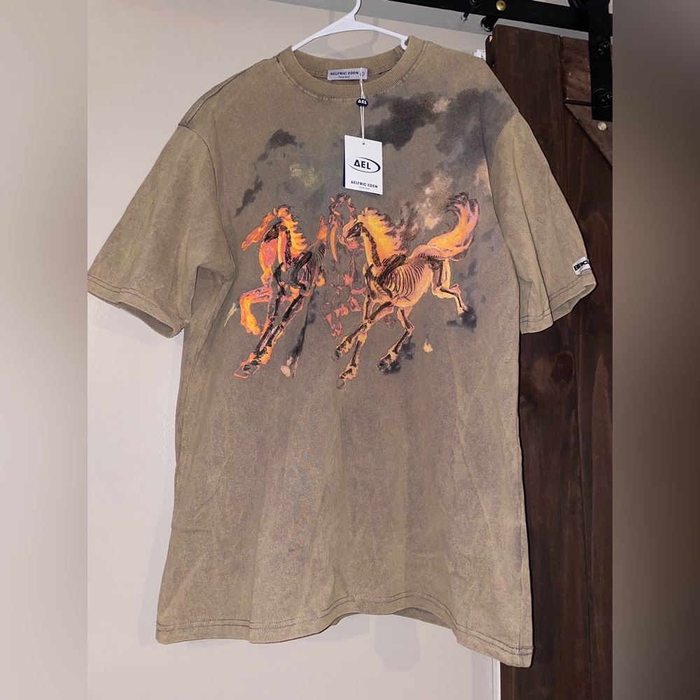 Aelfric Eden Vintage Washed Horse Print Tee